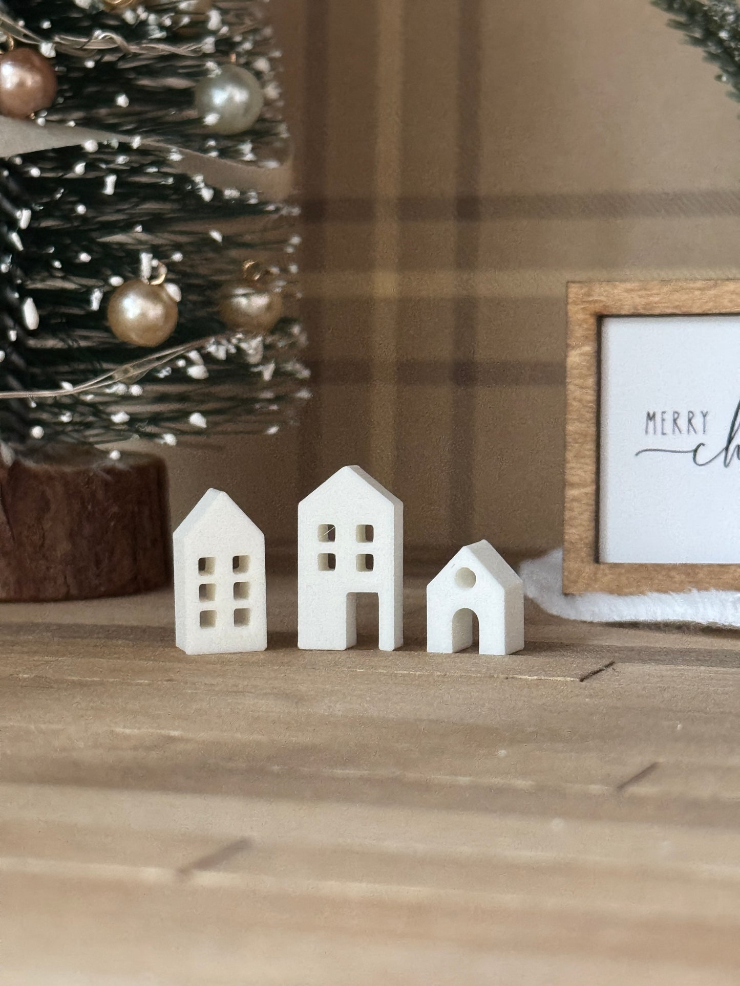 Winter Village Houses in White