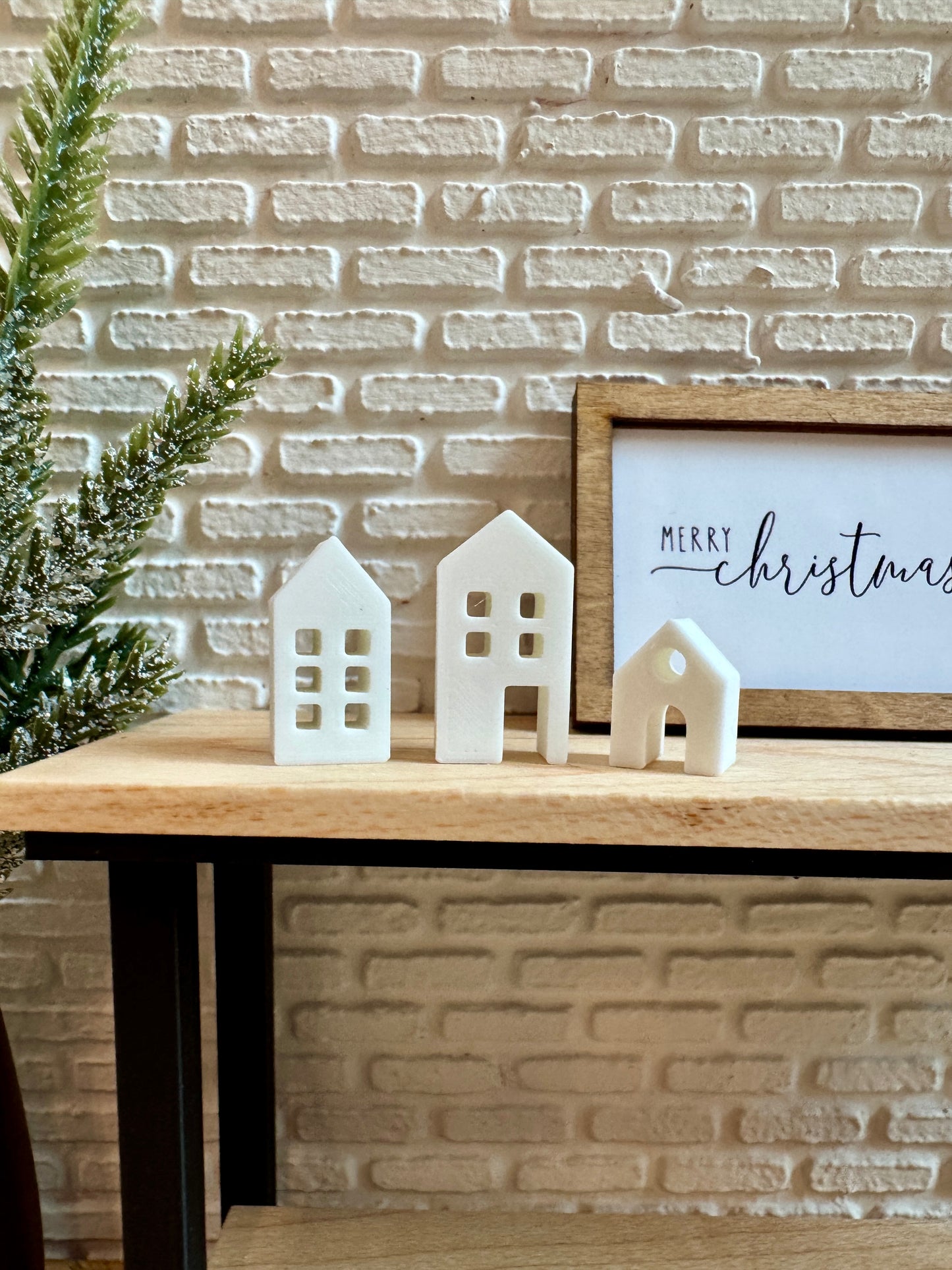 Winter Village Houses in White