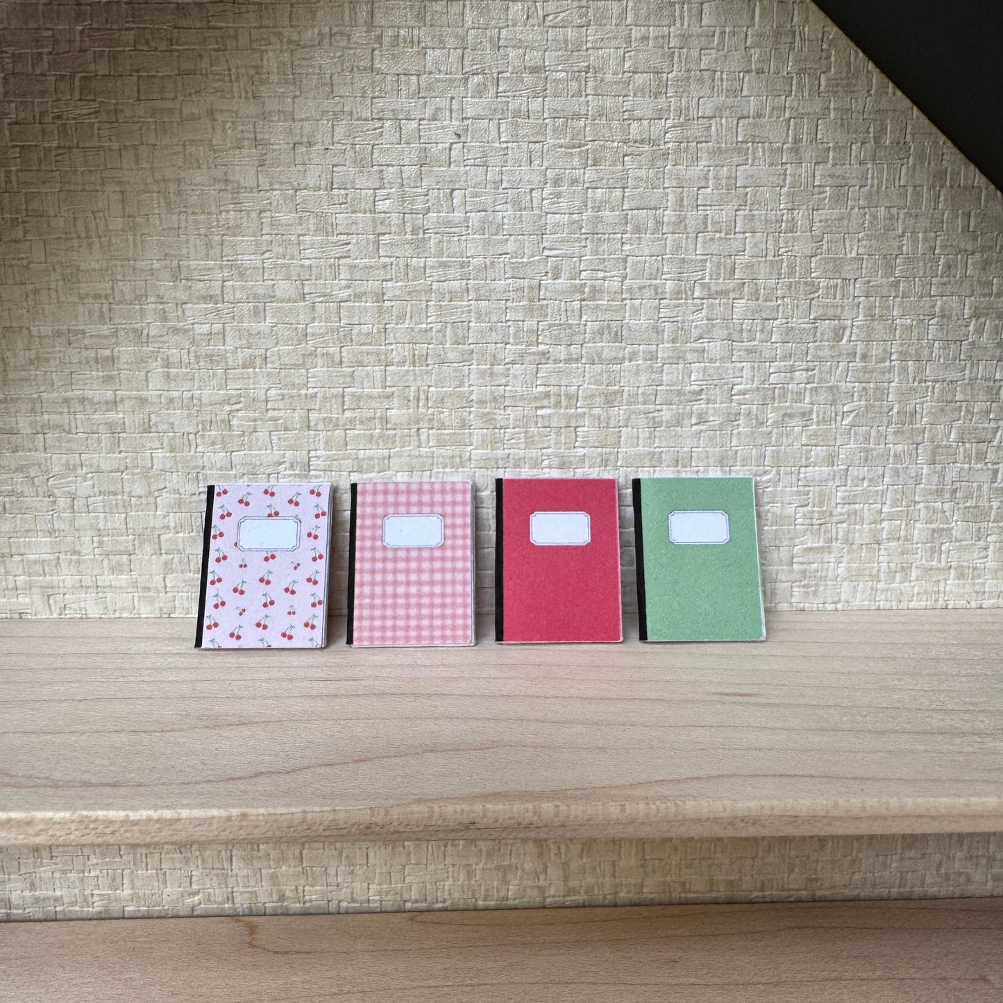 Cherries & Solids Mini Notebook Set in 1:12 scale