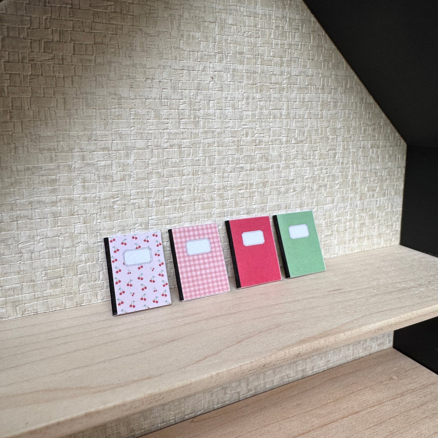 Cherries & Solids Mini Notebook Set in 1:12 scale