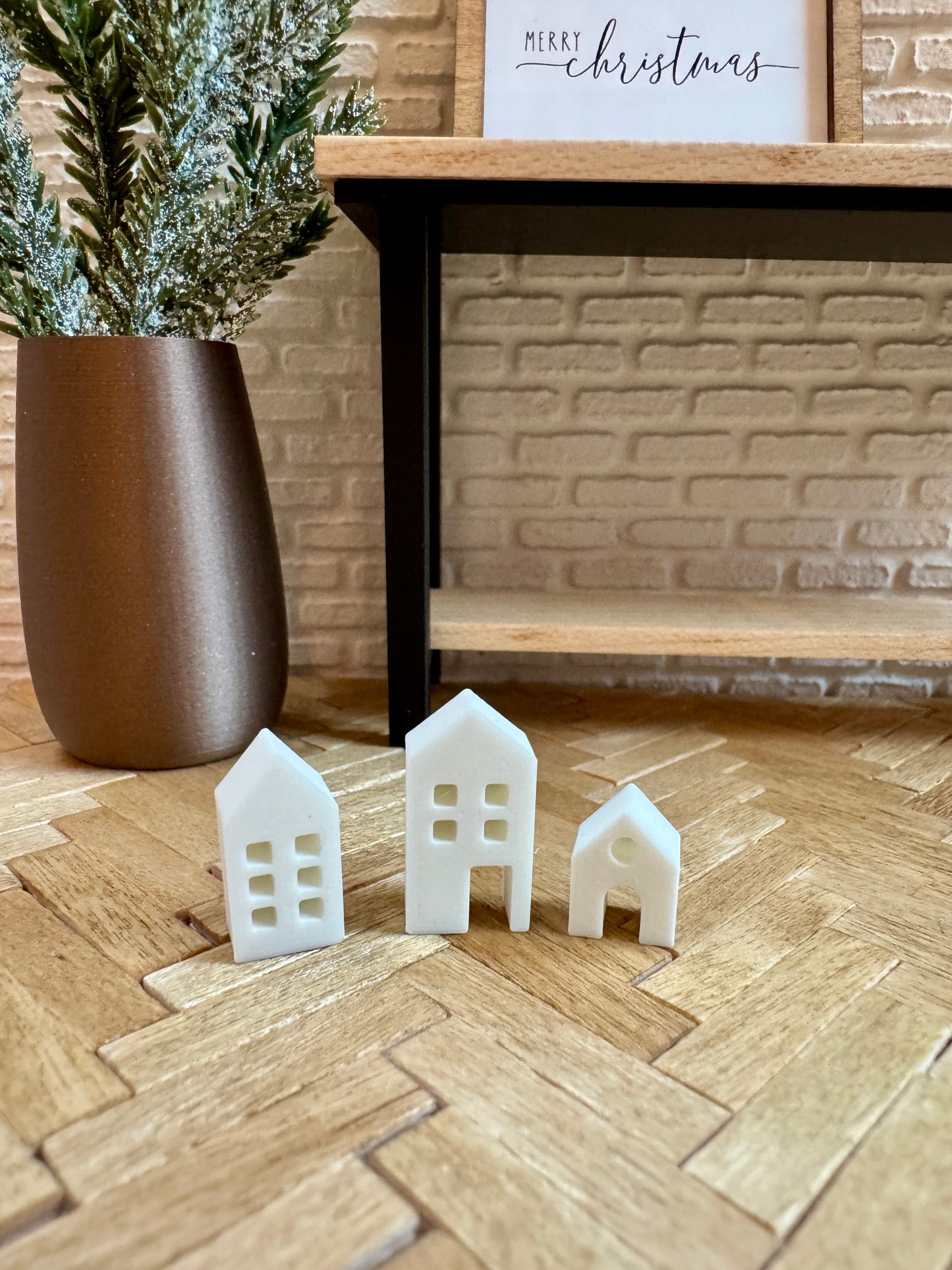 Winter Village Houses in White