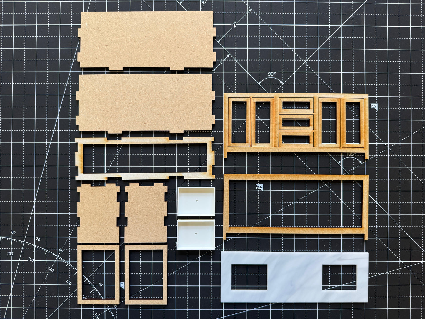 DIY Kit Bathroom Cabinet Miniature in 1:12 scale | Sink and Acrylic Counter