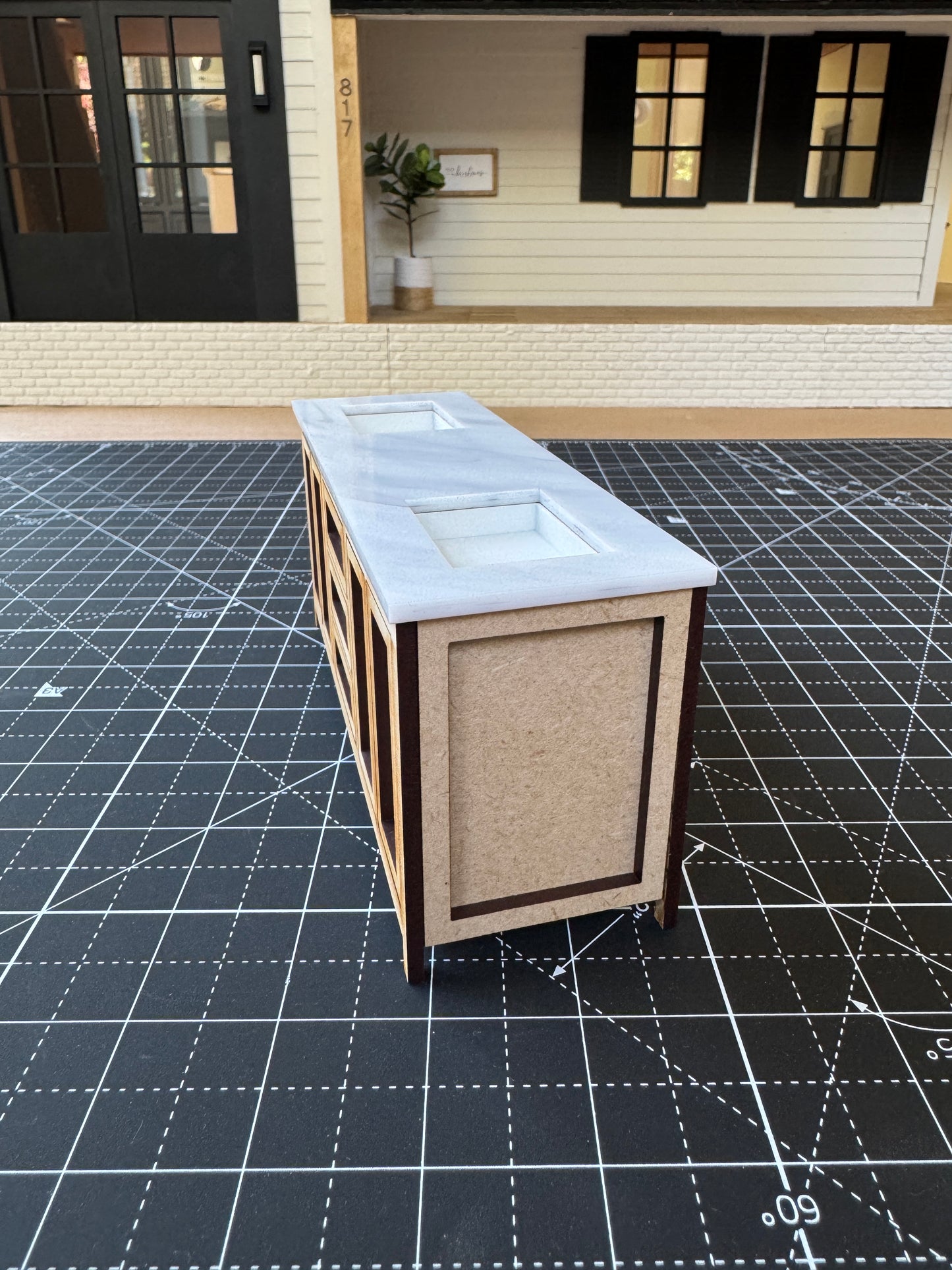 DIY Kit Bathroom Cabinet Miniature in 1:12 scale | Sink and Acrylic Counter