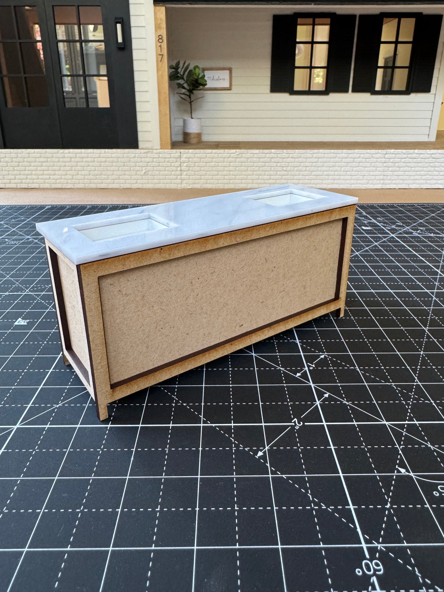 DIY Kit Bathroom Cabinet Miniature in 1:12 scale | Sink and Acrylic Counter