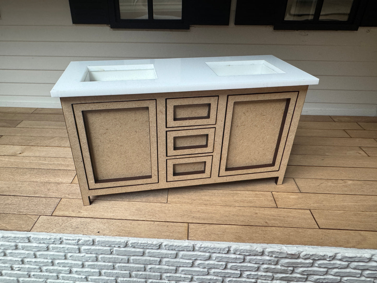 5" DIY Kit Bathroom Cabinet Miniature in 1:12 scale | Sink and Acrylic Counter (Copy)