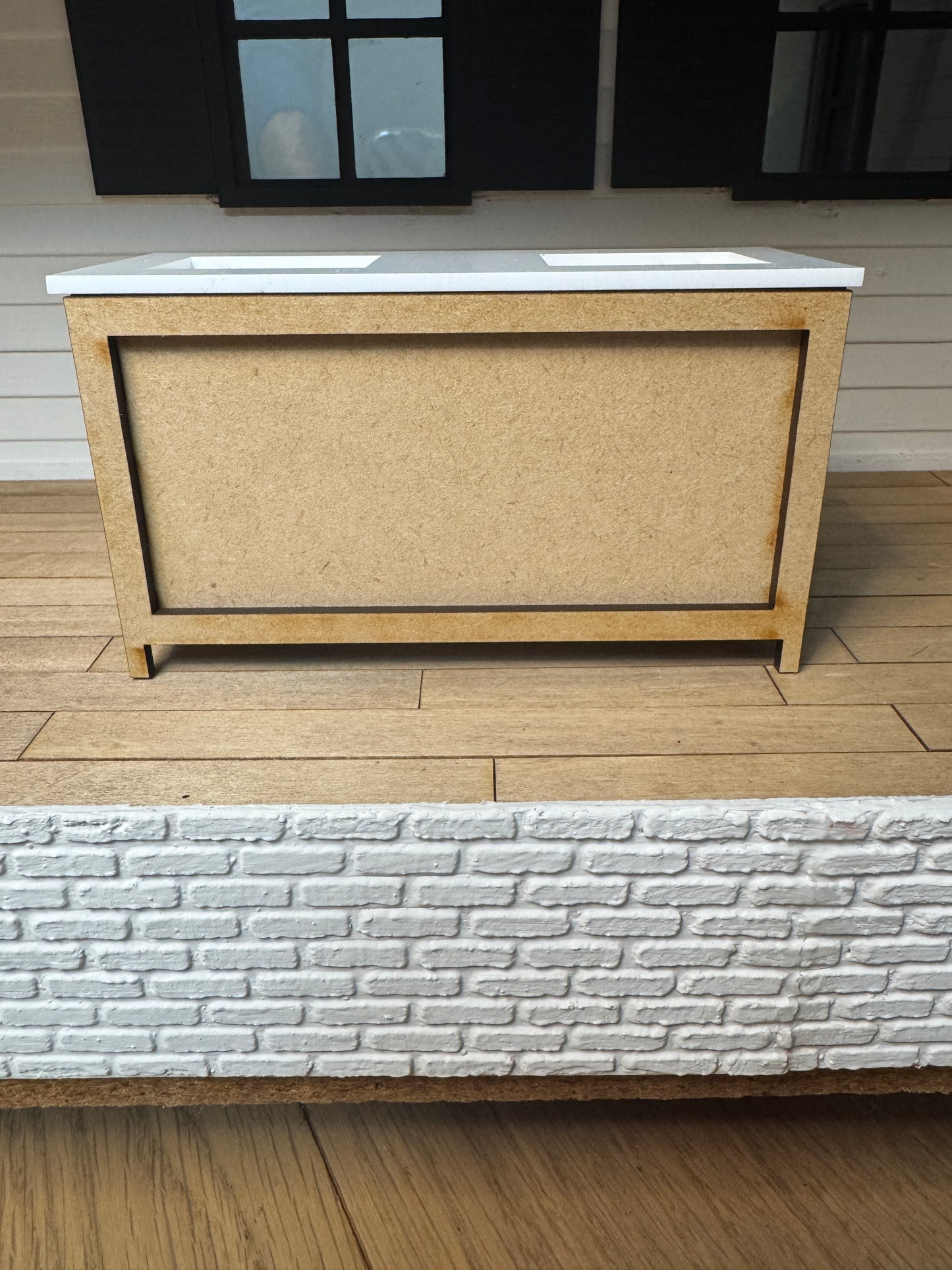5" DIY Kit Bathroom Cabinet Miniature in 1:12 scale | Sink and Acrylic Counter (Copy)