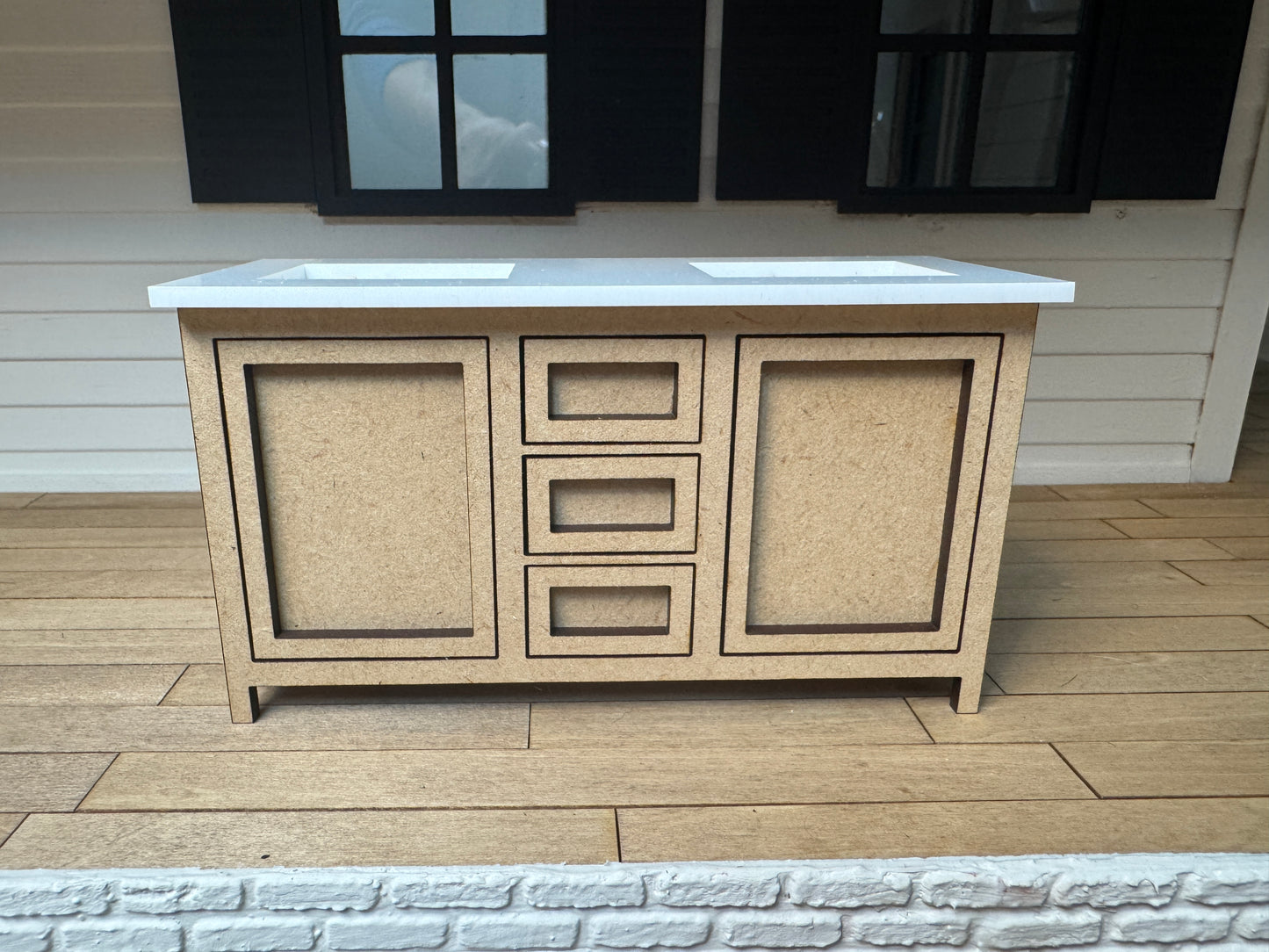 5" DIY Kit Bathroom Cabinet Miniature in 1:12 scale | Sink and Acrylic Counter (Copy)