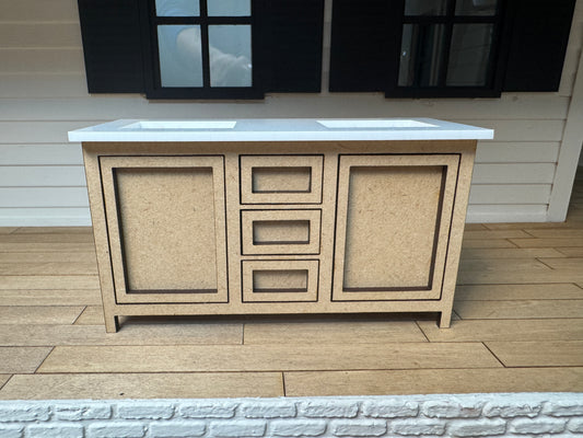 5" DIY Kit Bathroom Cabinet Miniature in 1:12 scale | Sink and Acrylic Counter (Copy)
