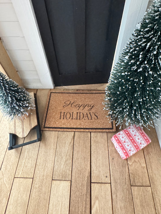 Miniature "Happy Holidays" Front Door Mat