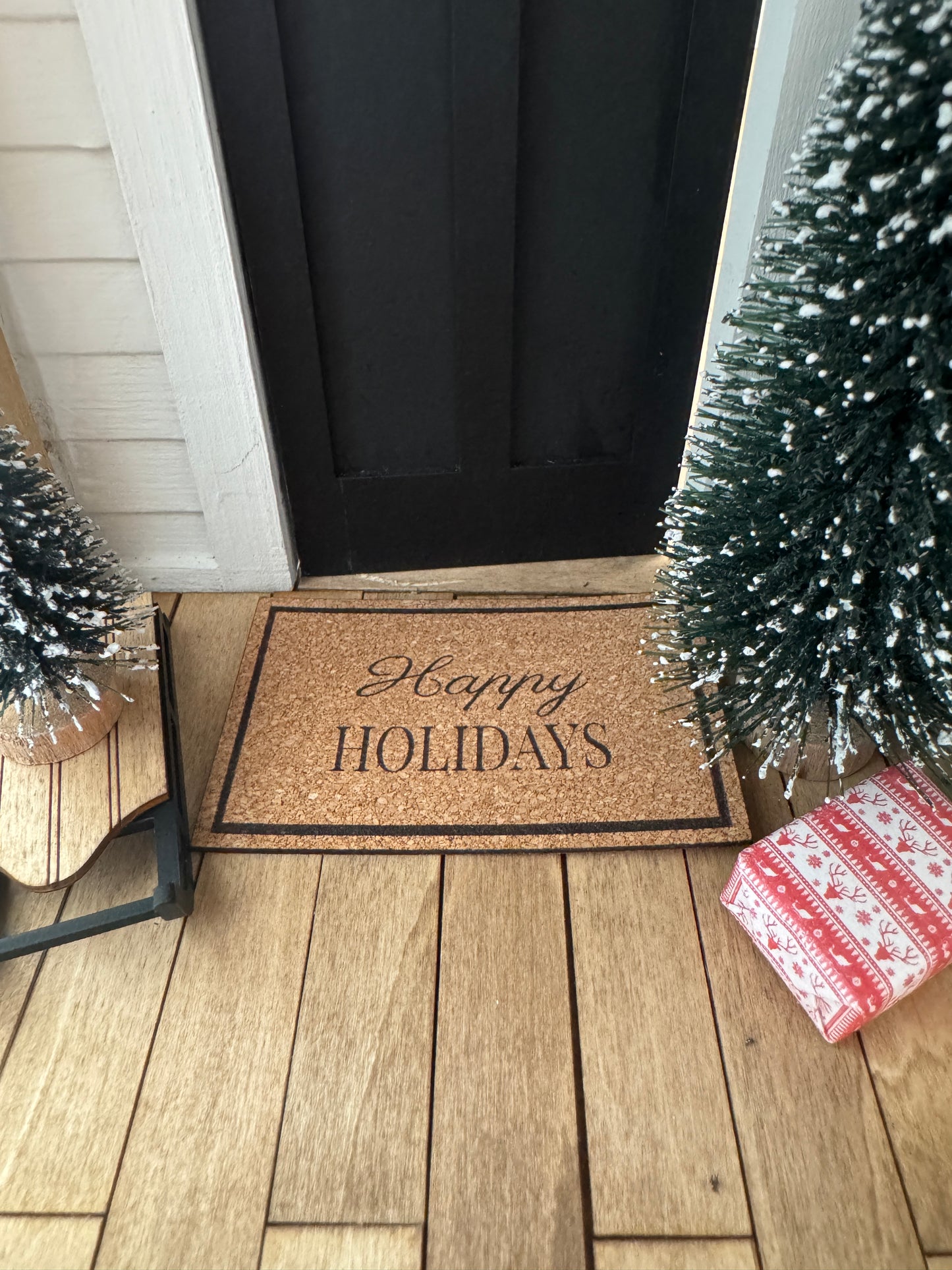 Miniature "Happy Holidays" Front Door Mat